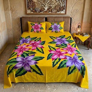 One Set Bedsheet Hand Painted by Balinese Artisans